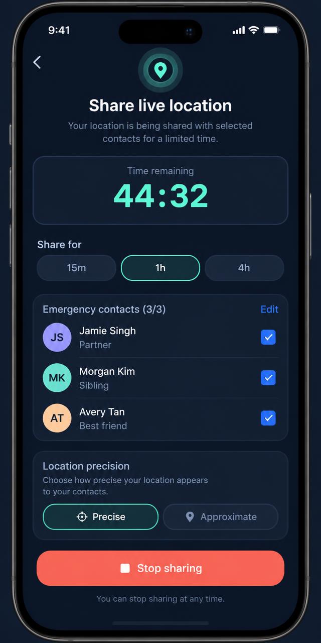 Share live location screen